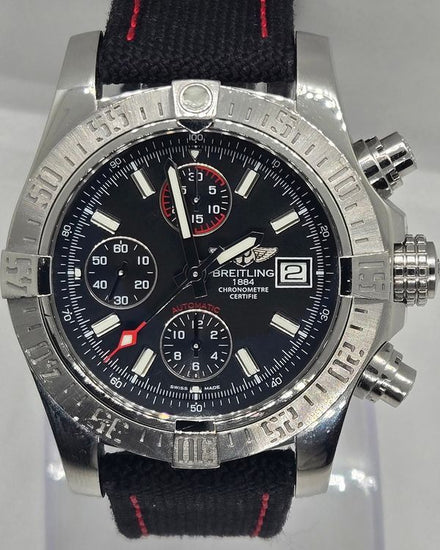2018 Breitling Avenger II 43MM Black Dial Textile Strap (A13381)