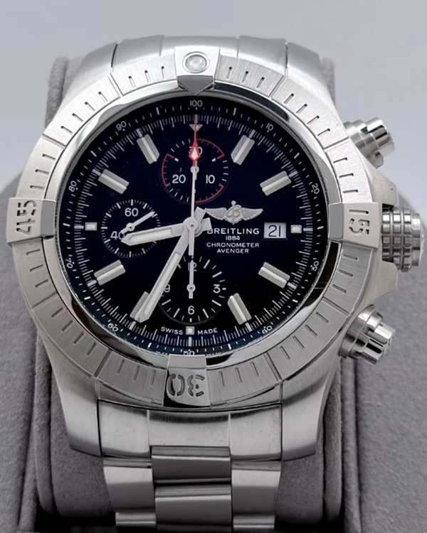 Breitling Super Avenger Chronograph 48MM Black Dial Steel Bracelet (A13375)