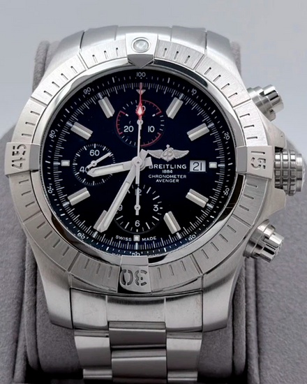 Breitling Super Avenger Chronograph 48MM Black Dial Steel Bracelet (A13375)