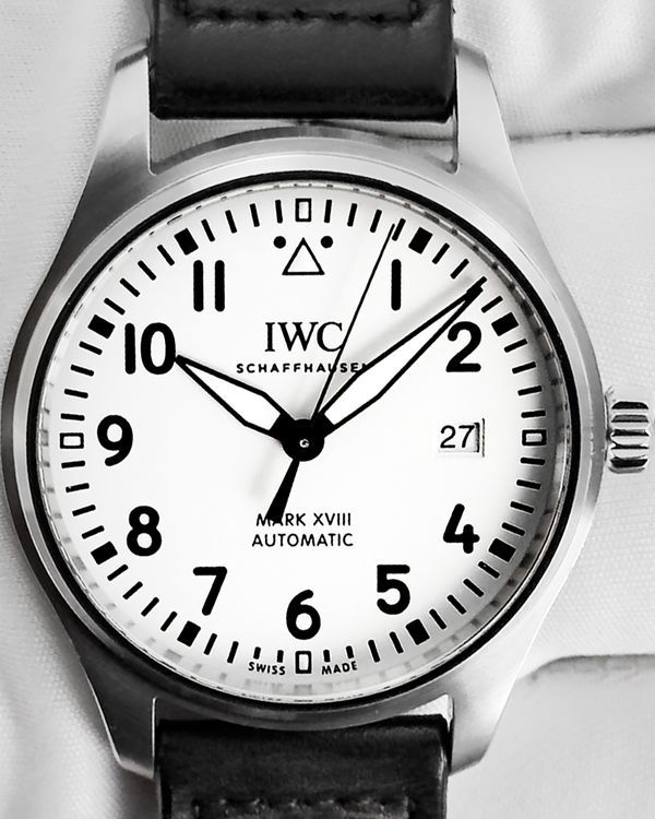 2021 IWC Schaffhausen Pilot Mark XVIII 40MM White Dial Leather Strap (IW327012)