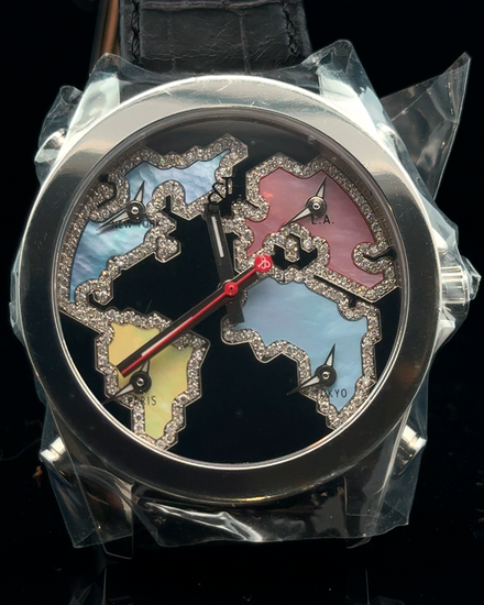 Jacob & Co. Five Time Zones 40MM Quartz Black Dial Leather Strap (JCM-122)