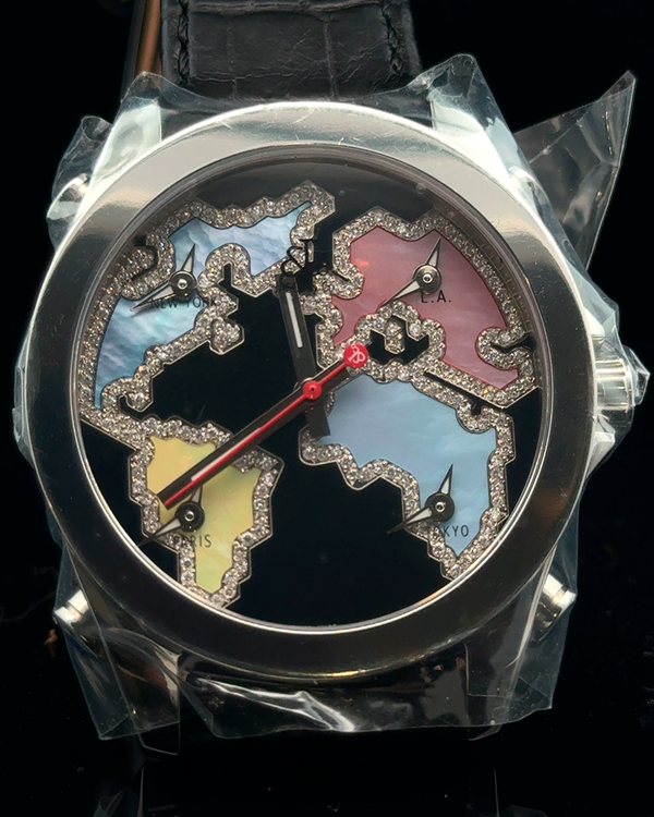 Jacob & Co. Five Time Zones 40MM Quartz Black Dial Leather Strap (JCM-122)
