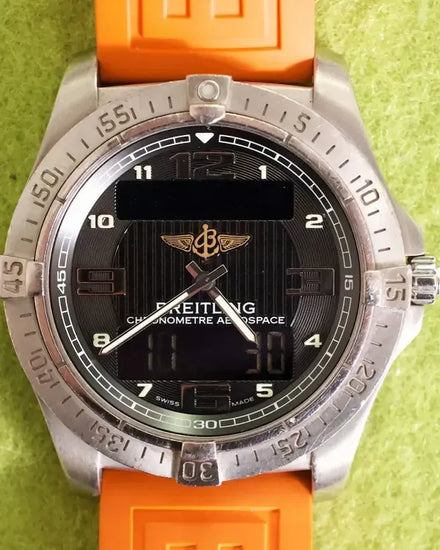 2013 Breitling Aerospace 42MM Quartz Black Dial Rubber Strap (E79362)