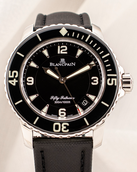 2020 Blancpain Fifty Fathoms 45MM Black Dial Textile Strap (5015-1130-52B)