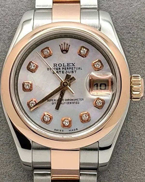2005 (D Serial) Rolex Lady-Datejust 26MM Aftermarket Mother of Pearl Dial Two-Tone Oyster Bracelet (179161)