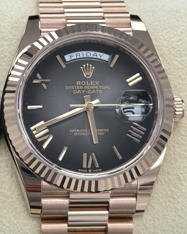 2025 Rolex Day-Date 40MM Slate "Ombré" Dial Rose Gold President Bracelet (228235)