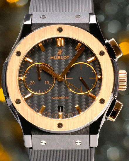 Hublot Classic Fusion Chronograph 45MM Carbon Fiber Dial Rubber Strap (521.CO.1781.RX)