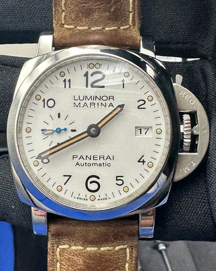 No Reserve - 2019 Panerai Luminor Marina 1950 3 Days 42MM White Dial Leather Strap (PAM01523)