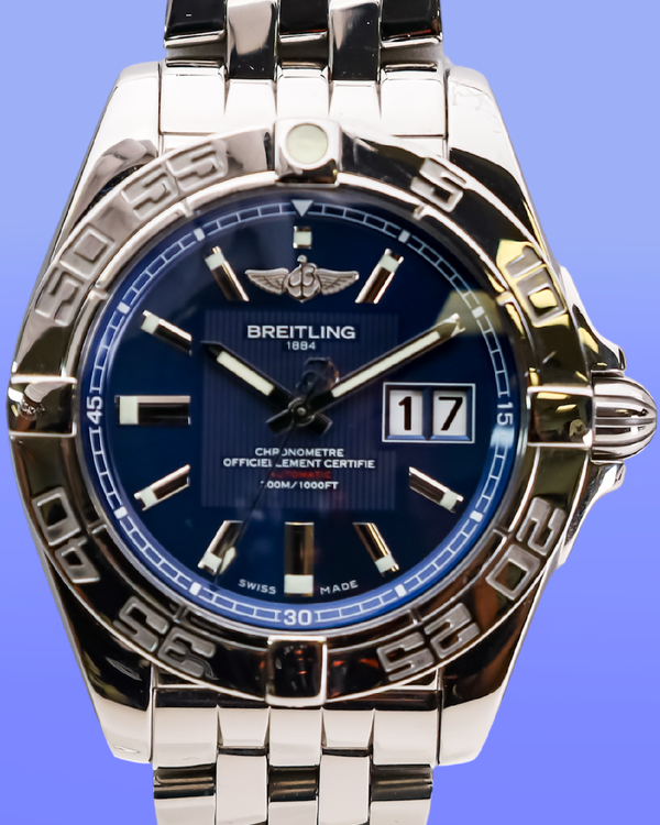 2014 Breitling Galactic 41MM Blue Dial Steel Bracelet (A49350)