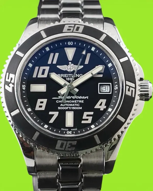 Breitling Superocean 42MM Black Dial Steel Bracelet (A17364)