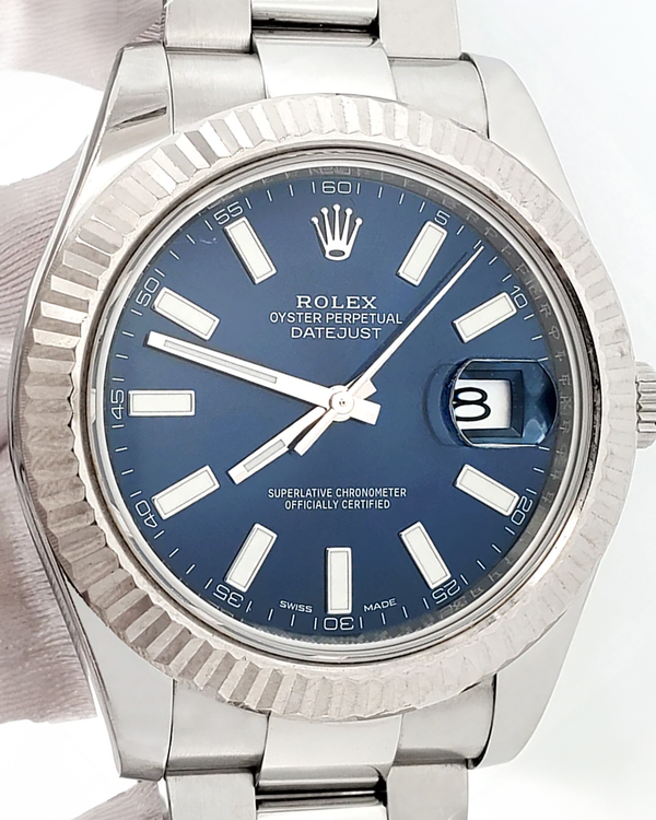 2016 Rolex Datejust II 41MM Blue Dial Oyster Bracelet (116334)