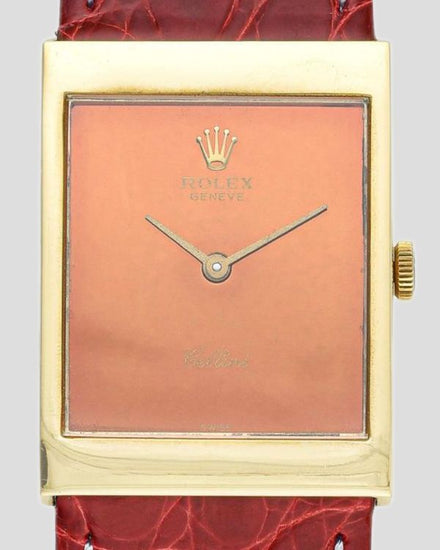1973 Rolex Cellini 22.5MM Orange Dial Aftermarket Leather Strap (4014)