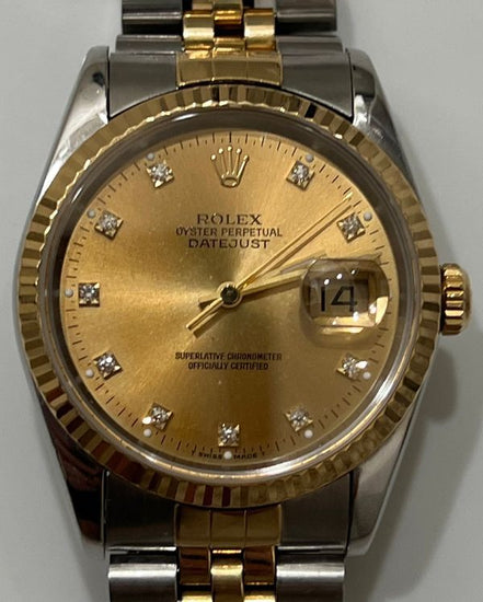No Reserve - 1995 Rolex Datejust 36MM Champagne Dial Two-Tone Jubilee Bracelet (16233)