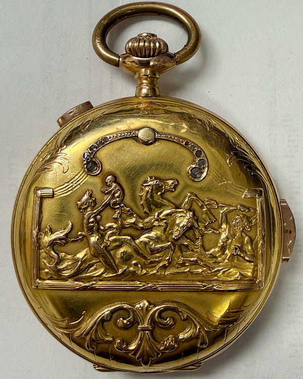 1910 Angelus Chronodate Vintage Pocket Watch 55MM White Dial (N/A)
