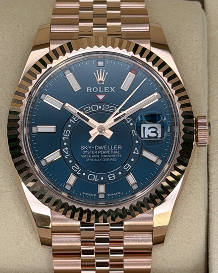 2026 Rolex Sky-Dweller 42MM Blue Dial Rose Gold Jubilee Bracelet (336935)