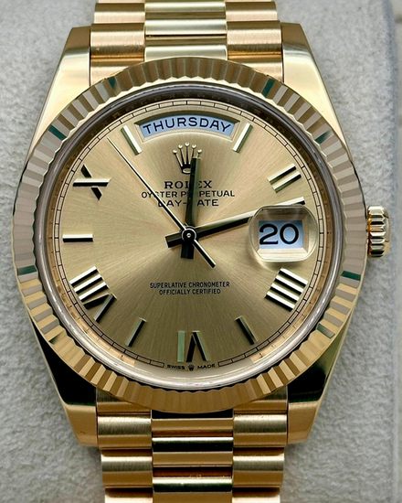 2023 Rolex Day-Date 40MM Champagne Dial Yellow Gold President Bracelet (228238)