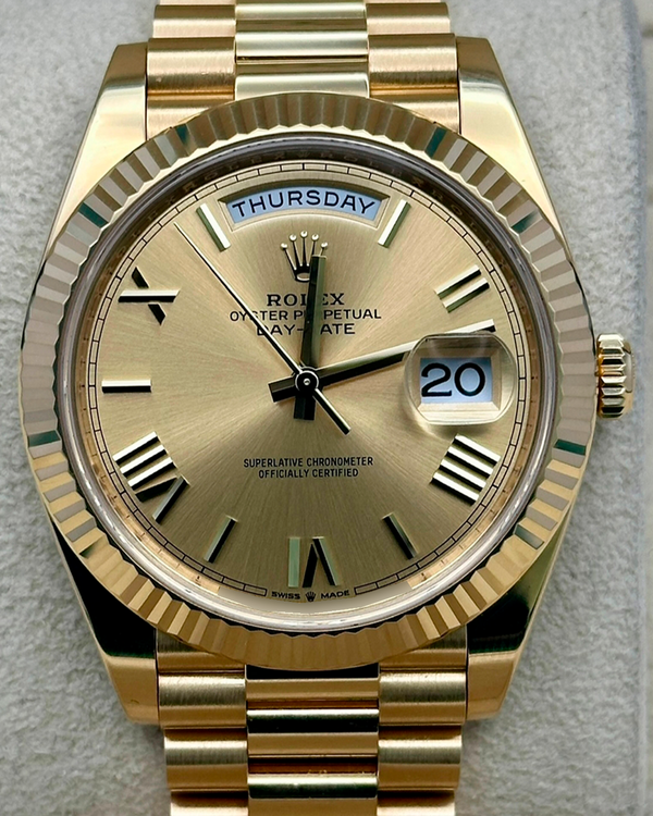 2023 Rolex Day-Date 40MM Champagne Dial Yellow Gold President Bracelet (228238)