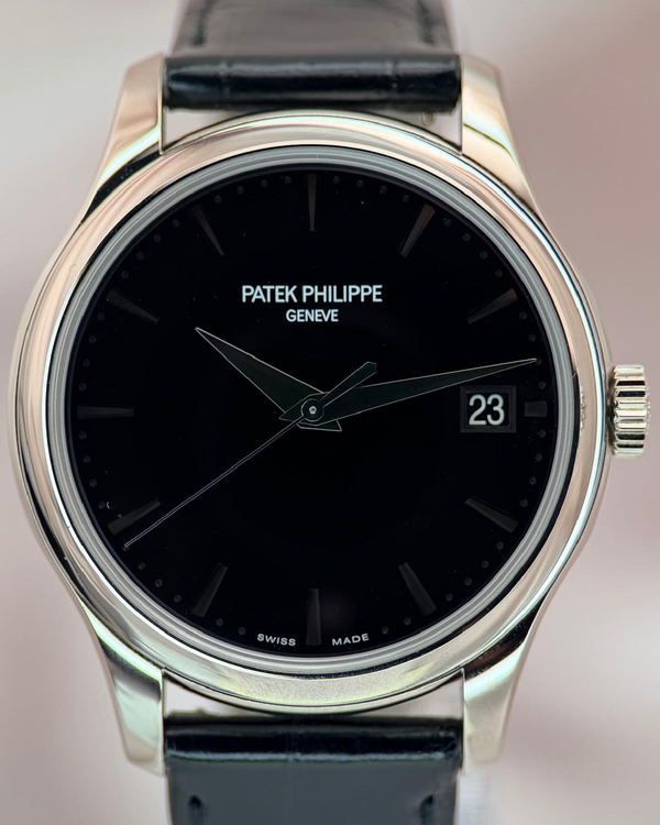 2022 Patek Philippe Calatrava White Gold 39MM Black Dial Leather Strap (5227G-010)