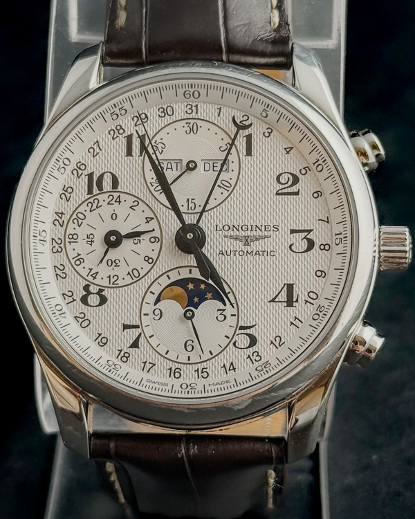 Longines Master Collection Chronograph 40MM Silver Dial Leather Strap (L2.673.4.78.5)