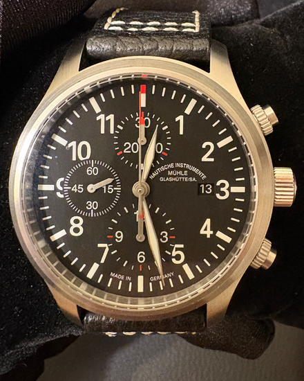 Mühle Glashütte Terrasport I 44MM Black Dial Leather Strap (M1-37-74-LB)