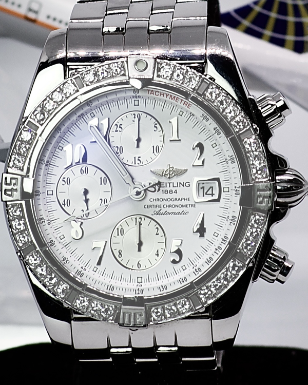 2010 Breitling Chronomat Evolution 44MM Silver Dial Steel Bracelet (A13356)