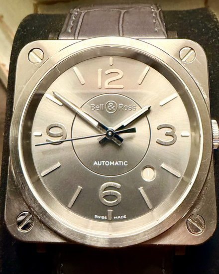 2020 Bell & Ross BR S Officer Ruthenium 39MM Anthracite Grey Dial Leather Strap (BRS92-RU-ST/SCR)