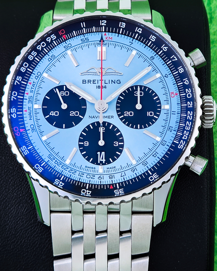 No Reserve - 2025 Breitling Navitimer B01 43MM Ice Blue Dial Steel Bracelet (AB0138241C1A1)