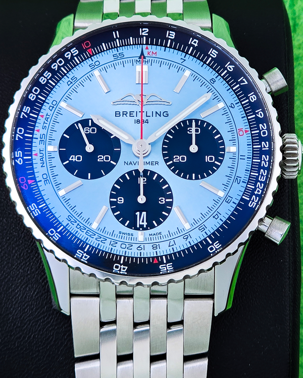 No Reserve - 2025 Breitling Navitimer B01 43MM Ice Blue Dial Steel Bracelet (AB0138241C1A1)