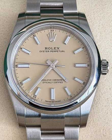 2026 Rolex Oyster Perpetual 34MM Beige Dial Oyster Bracelet (124200)