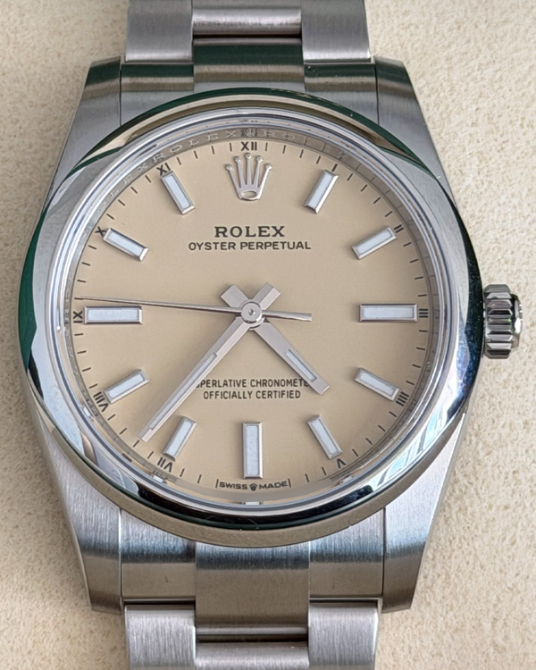 2026 Rolex Oyster Perpetual 34MM Beige Dial Oyster Bracelet (124200)