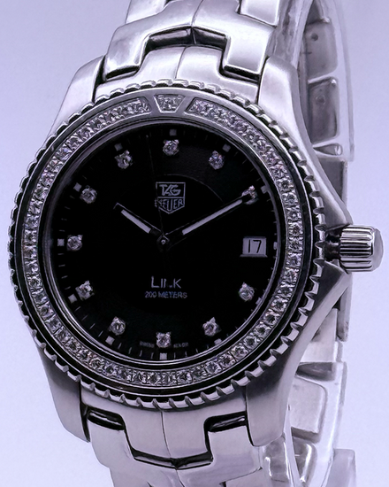 2007 Tag Heuer Link 40MM Quartz Black Dial Steel Bracelet (WJ1117.BA0575)