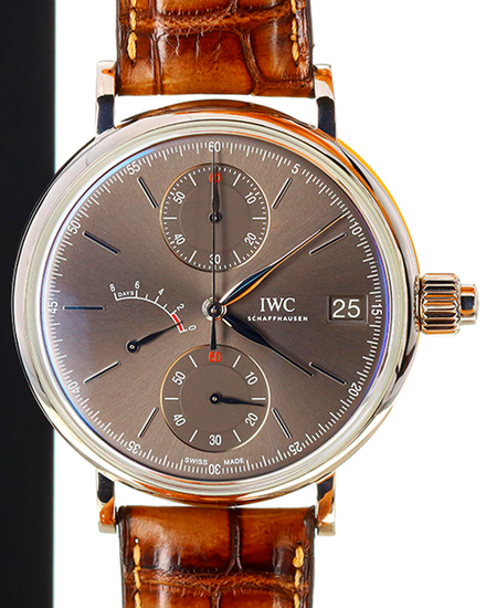 IWC Schaffhausen Portofino Moonpusher 45MM Slate Dial Leather Strap (IW515103)