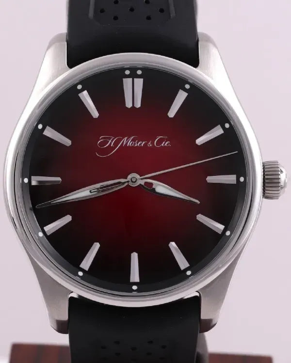 2025 H. Moser & Cie. Pioneer 42.8MM Red Dial Rubber Strap (3200-1207)