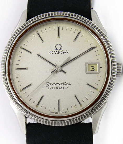 Omega Seamaster 33MM Quartz Silver Dial Aftermarket Leather Strap (196.0189)