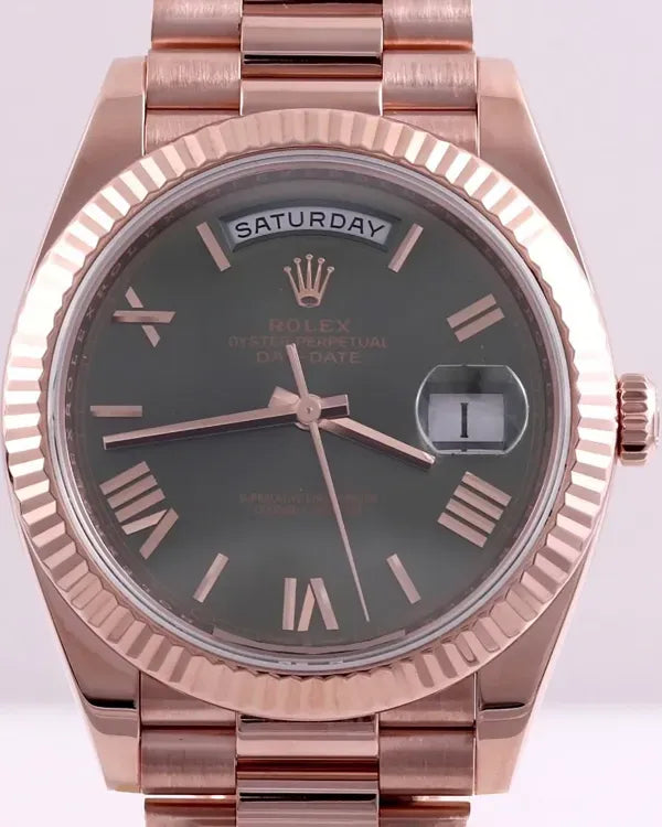 2021 Rolex Day-Date 40MM Green Dial Rose Gold President Bracelet (228235)
