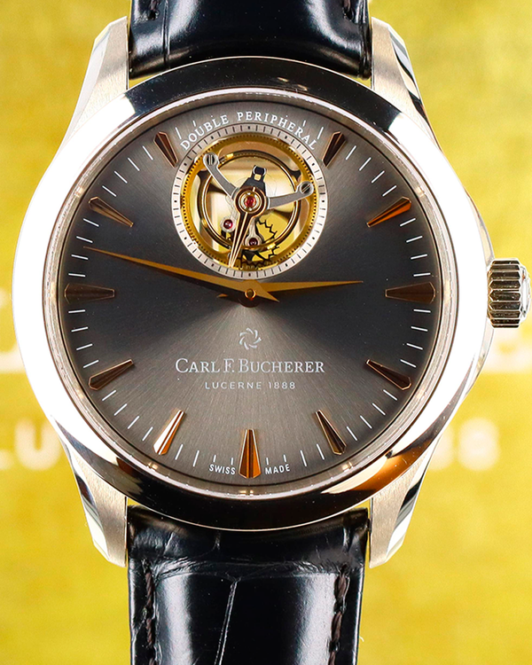 Carl F. Bucherer Manero Tourbillon Double Peripheral 43.1MM Grey Dial Leather Strap (00.10920.02.33.01)