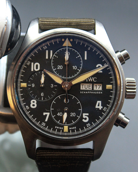 2021 IWC Schaffhausen Pilot Spitfire Chronograph 41MM Black Dial Textile Strap (IW387903)