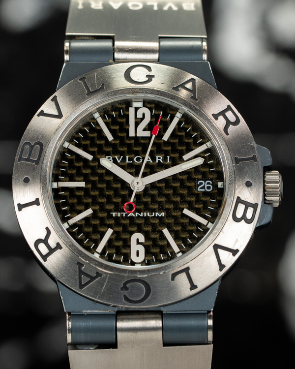 No Reserve - Bvlgari Diagono Titanium 38MM Carbon Dial Rubber Strap (TI 38 TA)