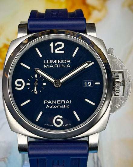 2021 Panerai Luminor Marina 44MM Blue Dial Rubber Strap (PAM01313)
