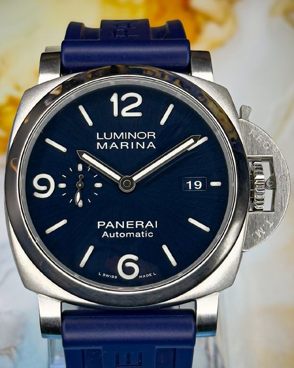 2021 Panerai Luminor Marina 44MM Blue Dial Rubber Strap (PAM01313)
