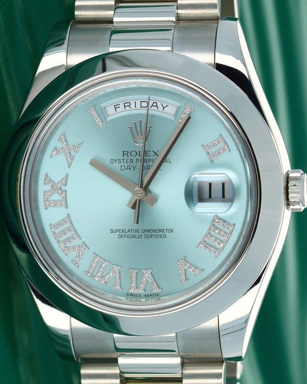 Rolex Day-Date II 41MM Ice Blue Dial Platinum President Bracelet (218206)