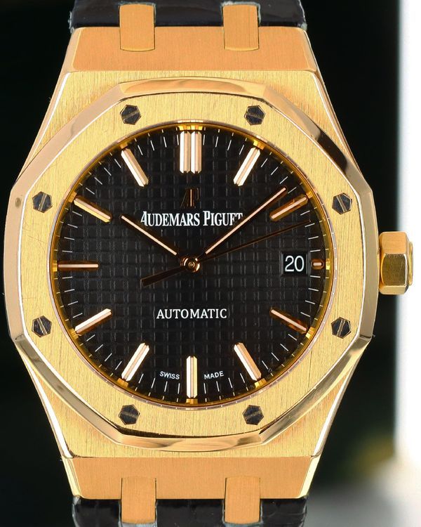 Audemars Piguet Royal Oak 37MM Black Dial Leather Strap (15450OR.OO.D002CR.01)