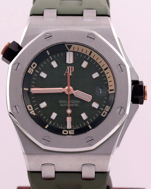 2022 Audemars Piguet Royal Oak Offshore Diver 42MM Green Dial Rubber Strap (15720ST.OO.A052CA.01)