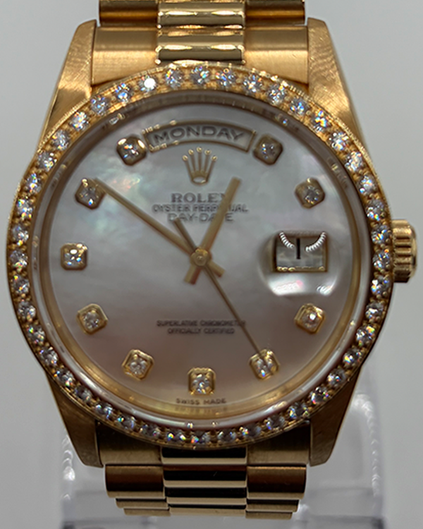 1997 Rolex Day-Date 36MM Mother of Pearl Dial Yellow Gold President Bracelet (18238)