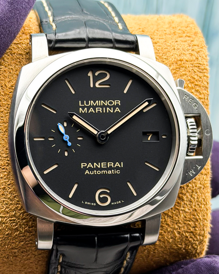 2018 Panerai Luminor Marina 1950 3 Days 42MM Black Dial Leather Strap (PAM01392)
