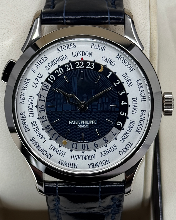 No Reserve - 2017 Patek Philippe World Time 38.5MM Blue Dial Leather Strap (5230G-010)