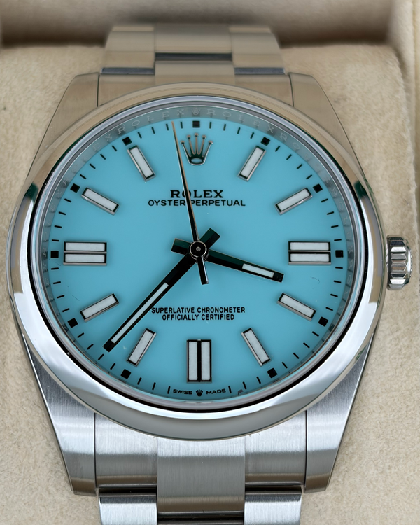 2022 Rolex Oyster Perpetual 41MM Turquoise Dial Oyster Bracelet (124300)