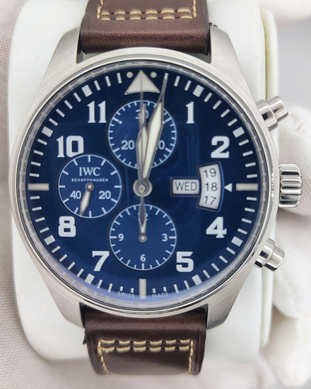 2015 IWC Schaffhausen Pilot Chronograph "Le Petit Prince" 43MM Blue Dial Leather Strap (IW377706)