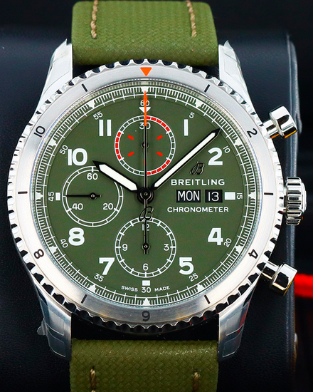 Breitling Aviator 8 "Curtis Warhawk" 43MM Green Dial Textile Strap (A133161A1L1X1)
