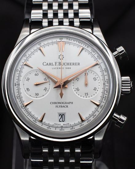 Carl F. Bucherer Manero Flyback 40MM Silver Dial Steel Bracelet (00.10927.08.13.21)
